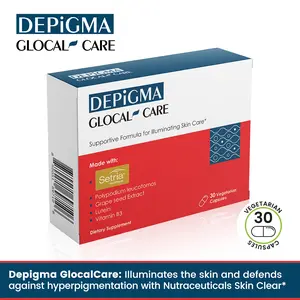 GlocalCare Depigma Support Reduction of Hyperpigmentation, Melasma & Dark Spots with Glutathione, Polypodium Leucotomos, Grape Seed & Marigold Extract