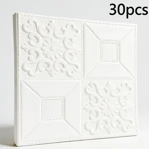 30pcs Self-Adhesive Wallpaper, Thick Foam Wall Stickers, Waterproof Ceiling & Roof Decor, Living Room Bedroom Restaurant Decoration