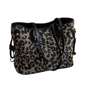 Fashion Casual Retro Leopard Print Pattern Women's Tote Everyday Bag Suitable for Daily Commuting, Shoulder Bag As Gifts, New Style Large Capacity Designer Work Shopping Laptop Tote Travel Essentials