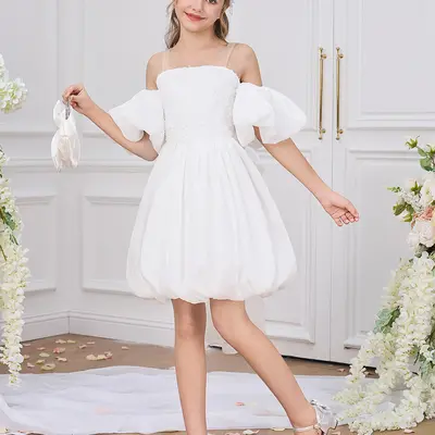 white graduation dress for 8th graders Ceremony Strapless Graduation Cute White Dresses For Graduation Grade TikTok Shop Grade Formal Dresses Graduation Outfits