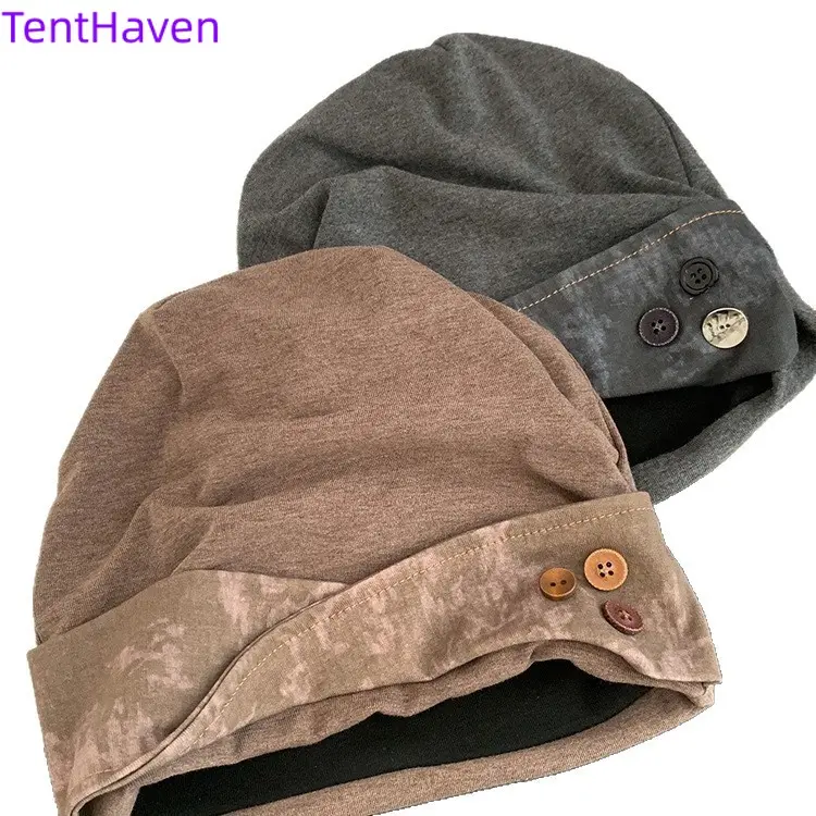 2026 Japanese button retro pile hat for women, with a niche and versatile style. Cold hat with big head circumference, small face, small head, and trendy hat
