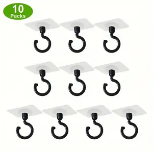 Rotatable Ceiling Hooks with Glue, Multifunctional Hanging Solutions for Lights, Plant Lanterns, Wind Chimes, Easy Installation, Glue Mounted Hooks