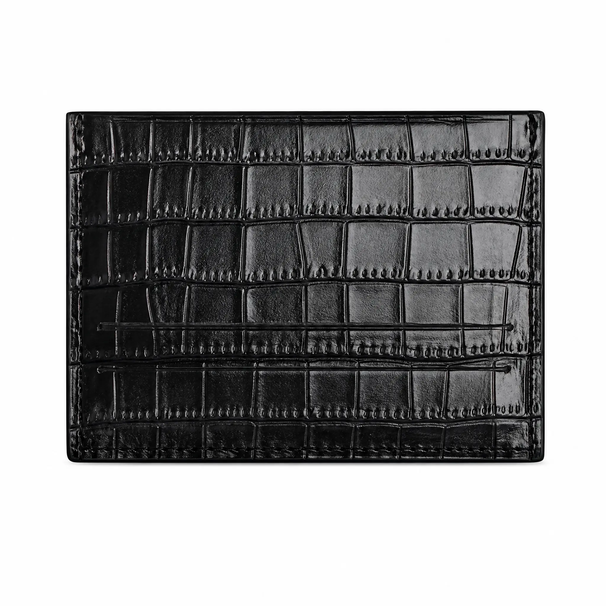 Minimalist Faux Leather Card Holder, Ultra-Thin Faux Crocodile Pattern Wallet, Slim Pocket Organizer with Cash Slot, Anti-Bulge Everyday Carry (EDC)