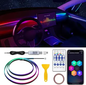 Acrylic Car LED Light, 43.3 in. Universal Car Light with LED Interior Lights, with USB Port, App Control, Music Sync, 146 LEDs Interior Lights, Perfect Gift for Women and Men