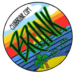 Brunk Sticker - Clubbrunk.com Brunk Logo with Tropical Design & Est 1979 Text - Colorful Graphic Emblem