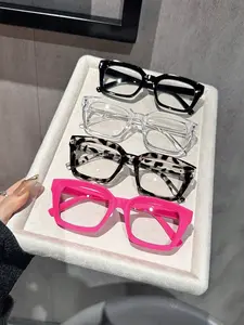 2026 New 4 Pairs Unisex Square Plastic Frame Glasses, Square Frames Glasses, Face Shaping Eyewear for Men and Women, Party Ready, Spring School Season Party Accessories