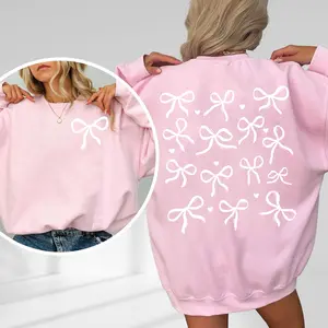 Coquette Bow Sweatshirt T shirt Hoodie, Cute Bow Sweatshirt, Trendy Pink Ribbon Sweatshirt, Minimalist Coquette Crewneck,  Ribbon Sweatshirt, Aesthetic Trendy Pink Bow , Coquette Shirt, Bow Crewneck Gift, Pink Love Hoodie