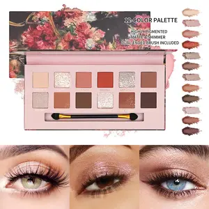 12-Color Neutral Eyeshadow & Face Palette – Soft Matte & Glitter Shades, High Pigment, Easy to Blend for Natural, Smokey & Party Looks.