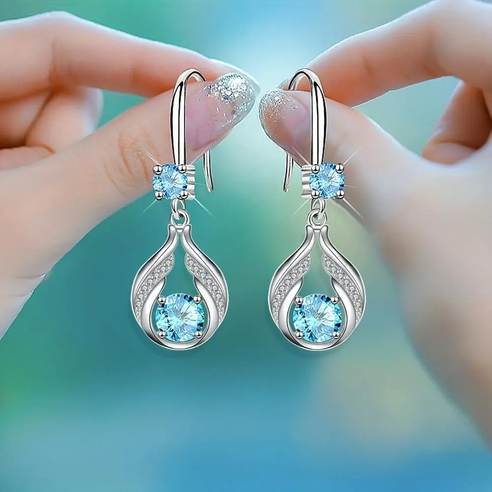 Hollow Droplet Dangle Earrings - Sparkling Inlaid Cabochon Bohemian Costume Jewelry, Delicate Banquet Accessory for Teenagers, Cabochon Earrings