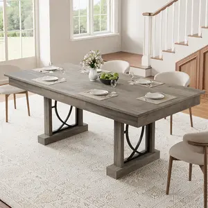 【 only Table 】71-Inch Rectangular Dining Table with Two Drawers, Wooden Kitchen Table w/Large Tabletop & Sturdy Frame, Large Dining Table for 6-8 with Double Pedestal, for Dining Room, Office