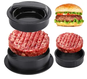 Burger Press Hamburger Patty Maker 3 In 1 Non Stick Kitchen Barbecue Tool for Regular Patties Cookery Mold Plastic Material