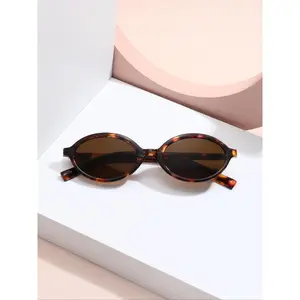 Vintage Oval Frame Glasses, Tinted Lens Glasses, Trendy Casual Glasses for Women & Men, Modern Fashion Accessories for Everyday Use and Outdoor Activities, Girlfriend Gifts