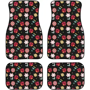 Hippie Flower Ladybug 4pcs Car Floor Mats All Weather Floor Car Mats Automotive Floor Mats Universal Fit Most Cars,SUVS,Sedans ﻿