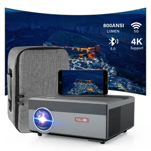 800ANSI Smart Projector with 5G WiFi Bluetooth Dolby 4K Support Full HD 1080P Native 2 HDMI 2 USB Lan Port VGA Audio Connectivity for Indoor Outdoor Home Theater Movie Gaming Entertainment