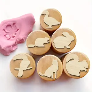 Wooden Stamp, 6 Counts/set Cute Handmade Stamp, Exquisite and Practical Stamp for Birthdays, Mother's Day, Graduation Season