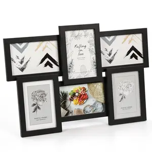 Modern Collage Wall Decor Set of 6 Multi Photo Frames, 4x6 with Glass Front – Ideal for Family and Wedding Photo Displays