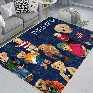 1pc Dark Blue the Polo Bear Home Decorative Rug, Quick Dry, Ideal for Entrance Doorway, Living Room Accent, Fashion Trendy Style