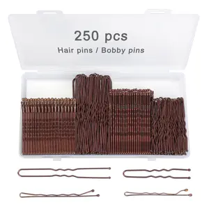 250 Pcs Hair Pins Bobby Pins with Storage Box, Wavy Bobby Pins 2inch 2.4inch, U Shaped Hair Pins 2inch 2.8inch, Suitable for All Hair Types, Hair Clips Hair Pin for Women and Girls