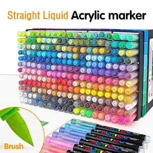 Acrylic Marker Pen Set, 1 Set Waterproof Soft Brush Markers Set, Flexible Tip Marker Pen for Glass Stone Wood Plastic Paper #TOP PICKS