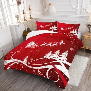 2/3 Pcs Christmas Theme Bedding Set, Soft and Cozy Santa Claus and Snowflake Pattern Printed Comforter Set, With Quilt Core / Without Pillow Core, Perfect New Year's Home Decor and Gifts