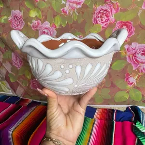 Relive Salsera Cazuela 1 Liter White Color Traditional Mexican Cooking Bowl for Authentic Recipes