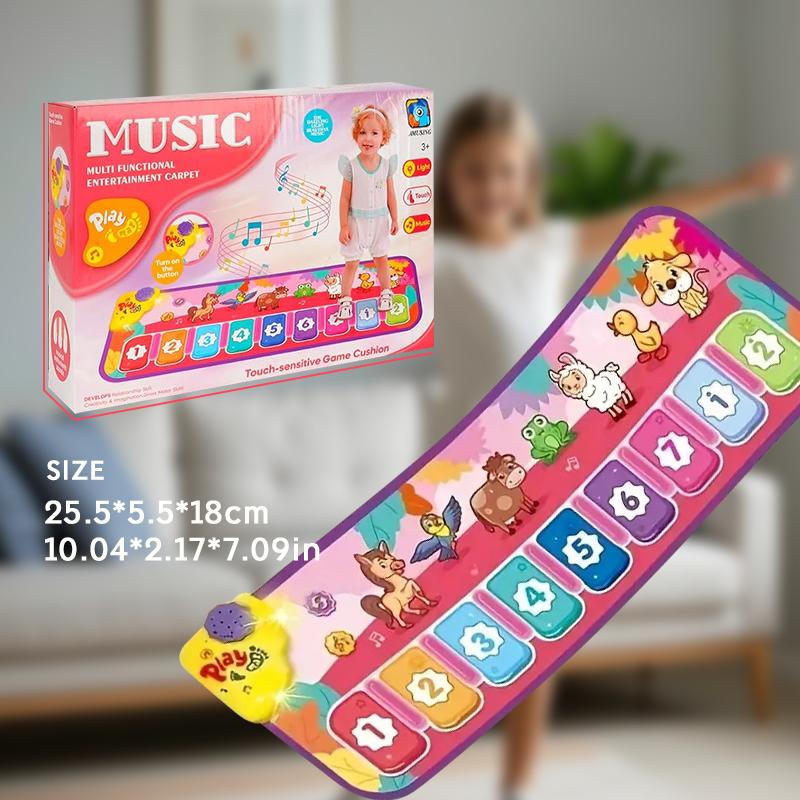 Interactive music game mat with piano keys, dance pad, and lighting effects - Children's educational dance mat with musical notes and colorful animals - Birthday/Christmas/Halloween gift suitable for boys and girls - Floor piano toy