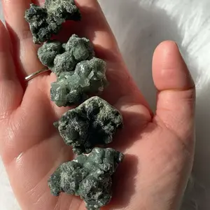 Raw Prehnite with epidote Clusters (size small) SUPER Sparkly