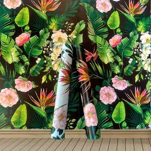 Tropical Floral Wallpaper Contact Paper, Peel & Stick Bathroom Bedroom Vinyl Flower Wall Sticker, Removable Self Adhesive Vintage Decor, Peel And Stick Wallpaper Designs
