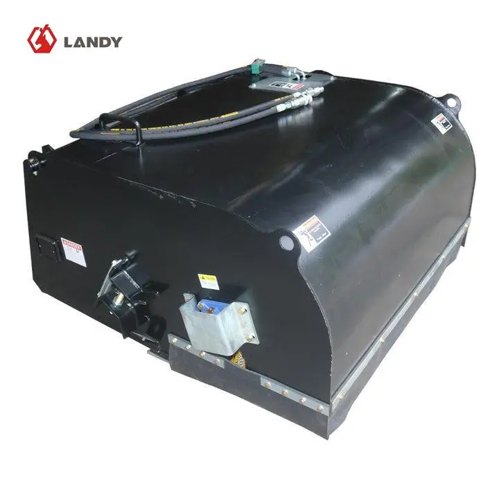 LANDY Heavy-Duty Skid Steer Hydraulic Pickup Broom Sweeper Attachment, 44" Width Quick Attach, 1305 Psi 16 Gpm Industrial Brush, Bi-Directional, Debris Collect & Dump, 478lb, Construction Use, No Chains Required, Check Mount Plate & Bucket, No Chains Are,