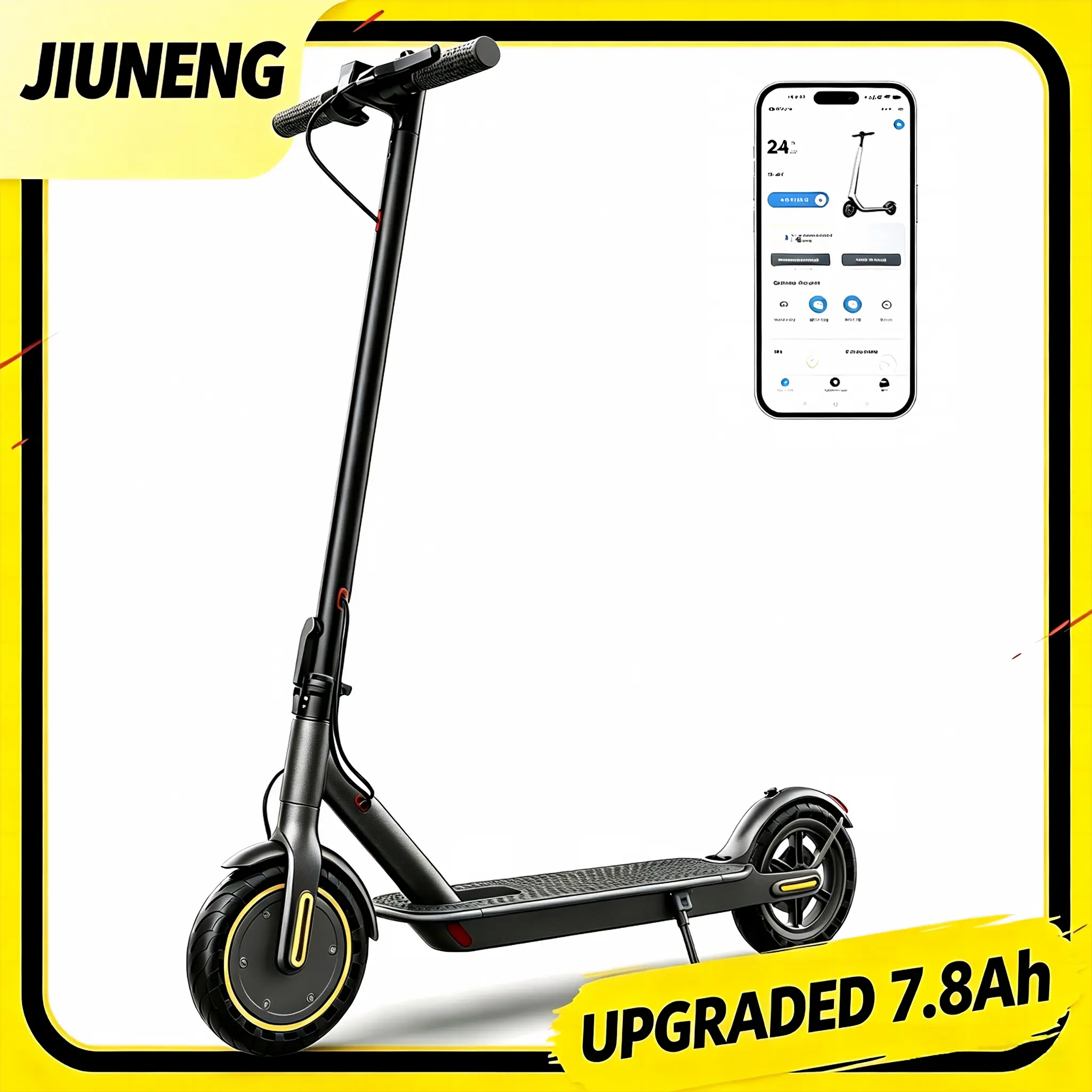 Jiuneng Upgraded 7.8Ah Electric Scooter with Enhanced Battery Life and Smart Connectivity Features