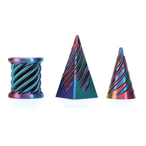 3-Piece Set 3D Printed Spiral Tree & Carrot Kit, Multicolor Plastic, Novelty Desk Toy, Decorative Fidget Figurine, Dual-Press Game, Fish Tank Decor, Office Home Decoration Gift