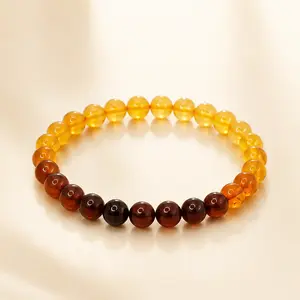Amber Glow Gradient Bracelet – Warm Honey-Tone Beaded Jewelry, Handmade Daily Wear Bracelet for Her & Him