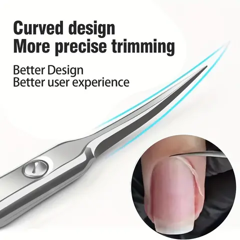 1pc Nail Cuticle Clippers, Stainless Steel Curved Blade Tweezers Pusher Dead Skin Removal Scissors Clippers Manicure Tools Better Design