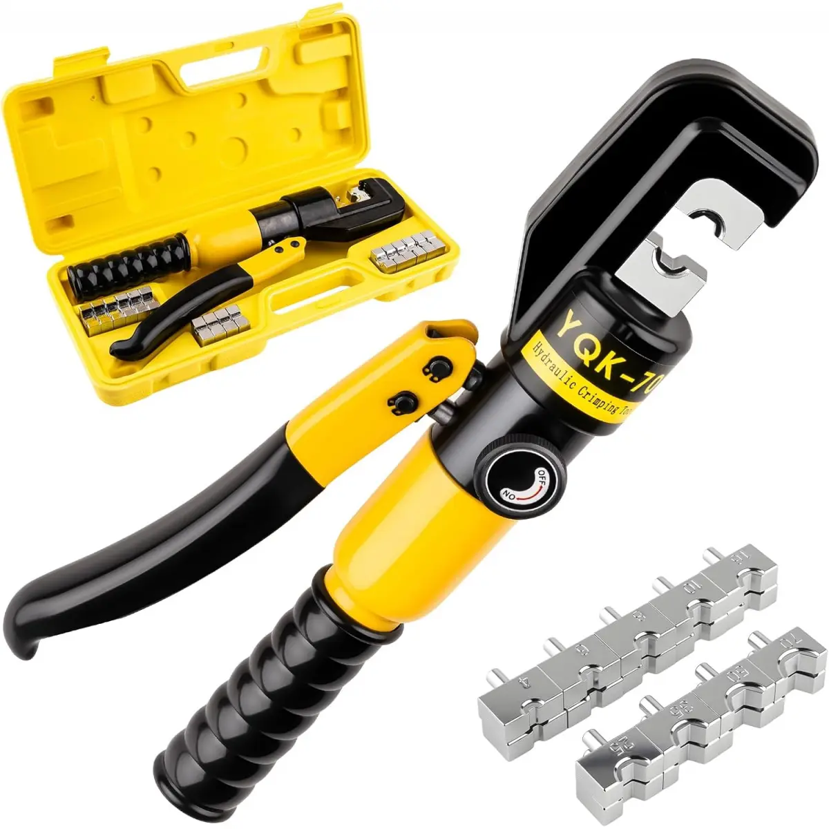 Hydraulic Crimping Tool With 9 Pairs Of Dies, 12 To 2/0 Awg, Hydraulic Wire Battery Cable Lug Terminal Crimper Crimping Tool, Crimping Easier, Quick Release, 6-Ton Force, Wire Crimping Kit, All Seasons