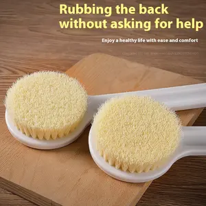 Shower Brush with Soft & Hard Bristles, Dual-Sided Long Handle Back Scrubber Exfoliator, Reusable for Wet & Dry Use, Exfoliating Shower Scrubber, Body Brush