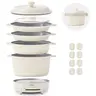 Dash Stacks Ceramic Non Stick Cookware Sets - Cast Aluminum-Built, Silicone-Enhanced, Stackable, Oven-Safe Pots and Pans Set, 6.2qt Stockpot, Bamboo Utensils Included, Lightweight for Oil-Saving Fry+Grill Function, Everyday Meals on Countertop Burners
