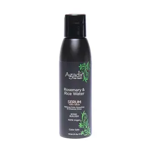 Agadir Rosemary and Rice Water Hair Serum - 4oz Haircare Treatment to Tame Frizz with Rosemary Extract