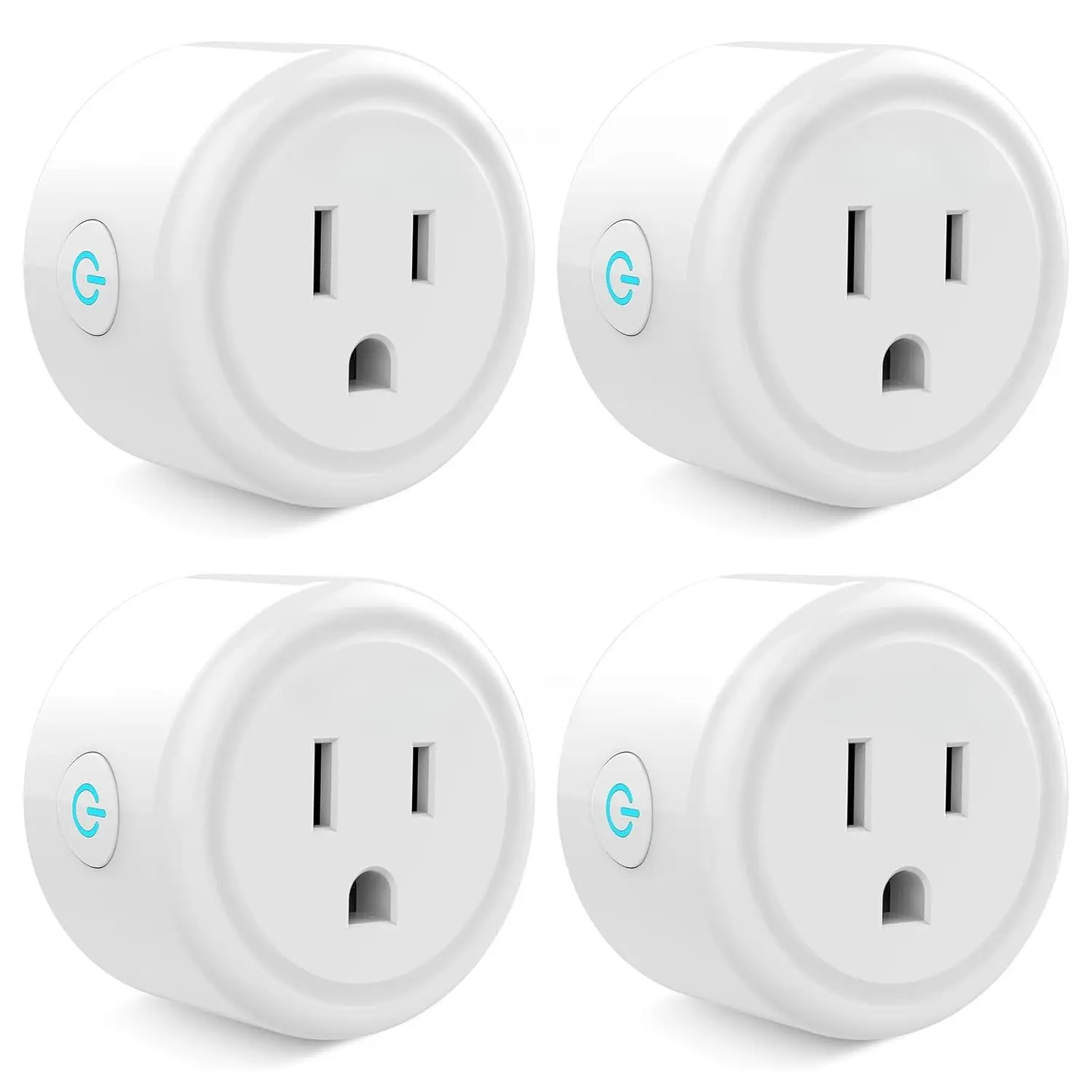 Indoor 4-Pack White WiFi Smart Wall Socket Plugs - Mini Design, Works with Alexa & Google Home, Timer Function, APP Control, 2.4GHz Network Only, No Hub Required, ETL FCC Listed