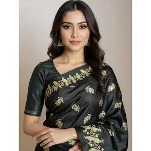 Handwoven Satin Silk Banarasi Saree with  Bird Family Motifs | Heritage Artisan Weave