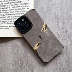God's Hand pattern fine hole imitation fur phone case suitable for iPhone 17 16 15 14 13 12 11 Pro Max Plus X XS Max anti drop phone case excellent protection