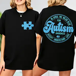 Puzzle Piece Autism Kids T-shirt, Autism Awareness 2 Sided Toddler T-shirt, Custom Autism Team Kids Shirt, Autism Support Group Toddler T-shirt