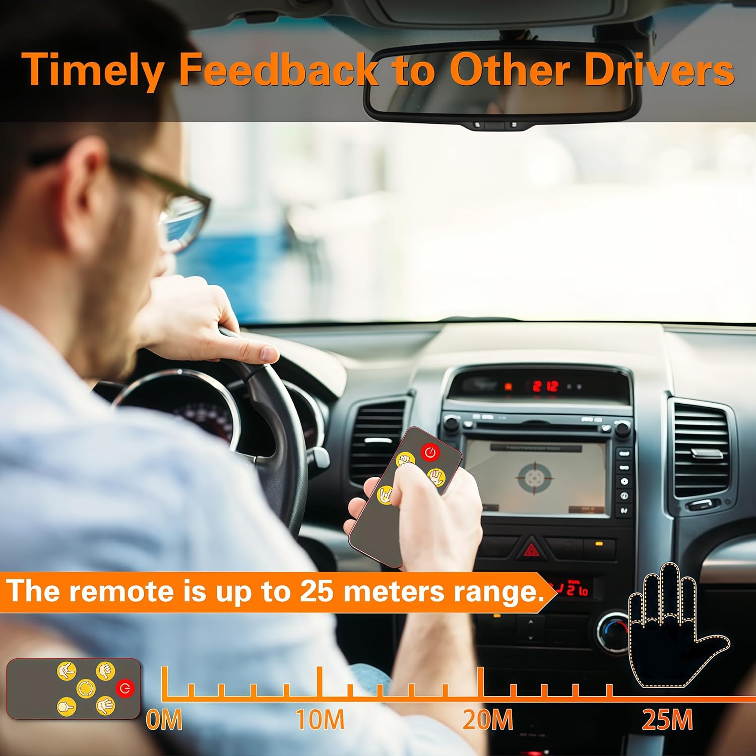 Car Gesture Decorative Lights, Ambient Lighting, Rechargeable Led Gesture Lights for Car Road Rage Led Signs calm road rage,Remote Control Triple Mode Fun Finger Lights. (1 Pacs) Automotive truck stuff