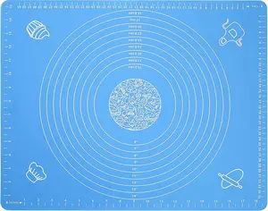 Silicone Baking Mat for Pastry Rolling Dough with Measurements 19.7" x 15.7" BPA Free Non stick and Non Slip Blue Table Sheet Baking Supplies for Bake Pizza Cake