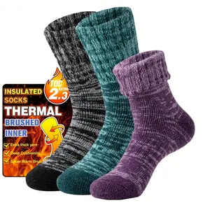 3 Pairs Of Merino Wool Men's And Women's Warm Socks, Winter Snow Socks, Skiing Thick Boots, Warm Socks, Skiing Single Board Socks, Hiking Socks