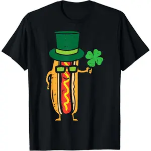 Irish Hot Dog Sausage Funny Saint Paddy St Patricks Day Food T-Shirt