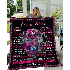 Mom - You Are Appreciated Blanket Gift From Son For Mother's Day, Cool Mom Gifts, Thoughtful Message, Christmas, Birthday, Soft Napping, Bedding Accessories, Throw Blanket