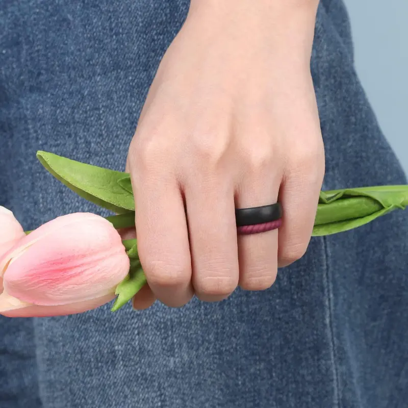 Women's Bridal Rings Sets, Inner Arc Ergonomic Breathable Design Silicone Rubber Wedding Bands Women's Bridal Rings Sets, Inner Arc Ergonomic Breathable Design Silicone Rubber Wedding Bands