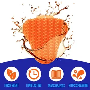 Houseables Urinal Screen Deodorizer, Urinal Cakes, Urine Splash Guards, Urine Screens For Men Bathroom, Janitorial Deodorizers, Odor Eliminator Mats, Toilet Splash Guard, Pee Pads, Orange Scented 10PK