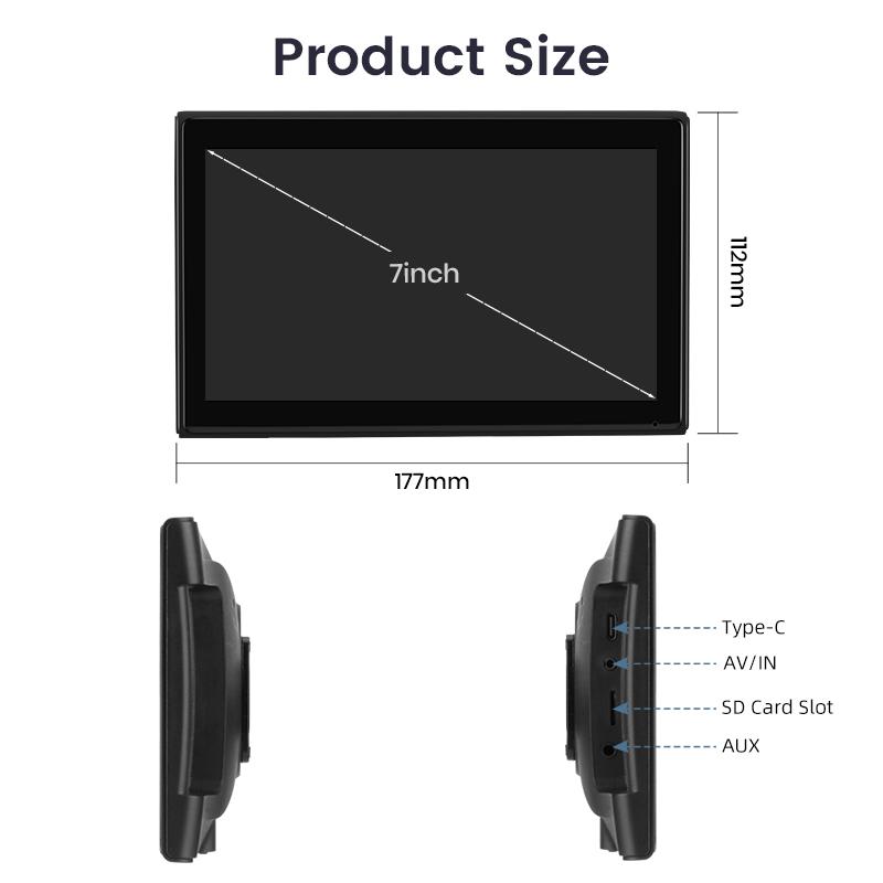 Junsun 7“ Rotatable Portable Vertical Screen Universal Car Multimedia Player Carplay Android Auto Parking Camera BT AUX Stereo