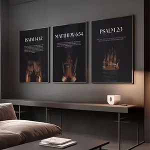 Set of 3 Black Christian Girl Wall Art, Scripture Print Art, Bible Verse Wall Decor, Christian Prints, Girl Room Decor, Christian Wall Print